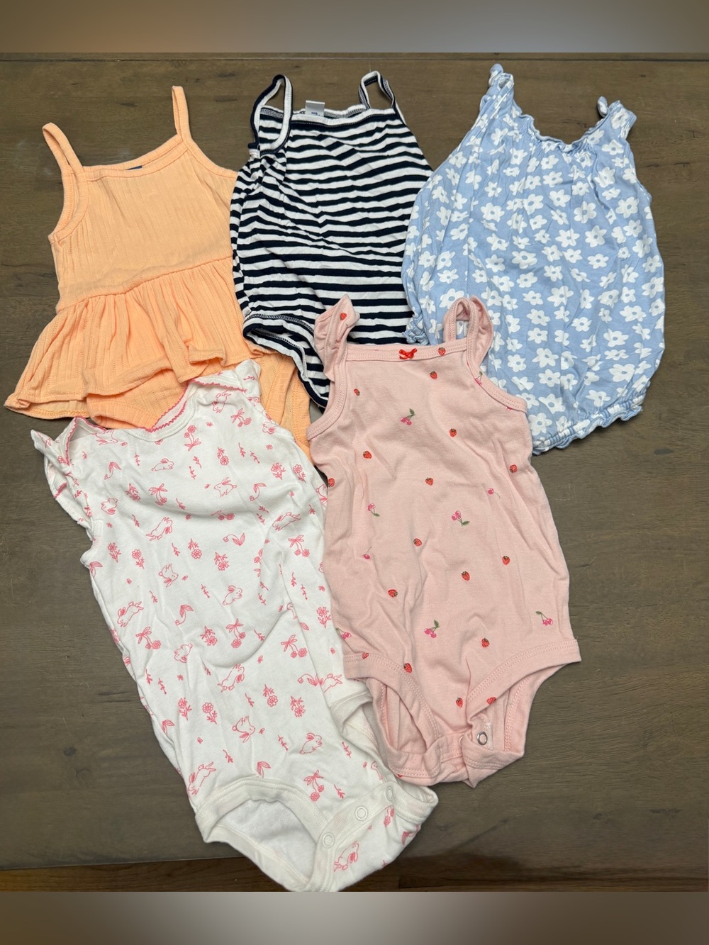 Bundle of 5 Baby Girl Sleeveless Bodysuit/Rompers 18-24M